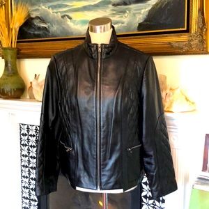 Pamela McCoy Moto jacket. Quilted leather.